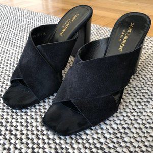 Saint Laurent black suede loulou mules